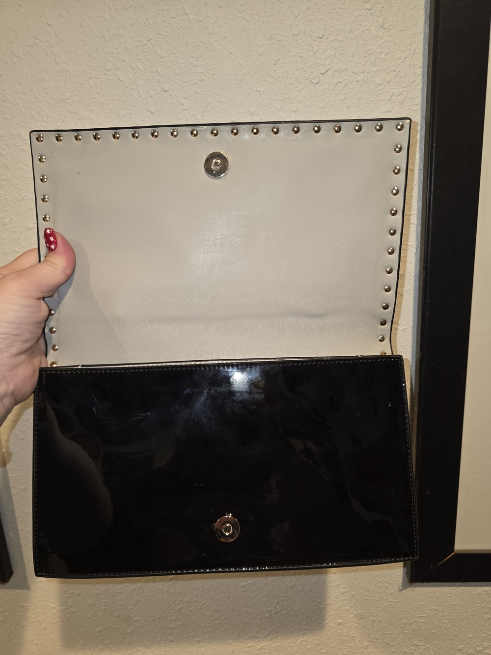 Valentino Black Patent Leather Rockstud Clutch - Picture 3 of 9